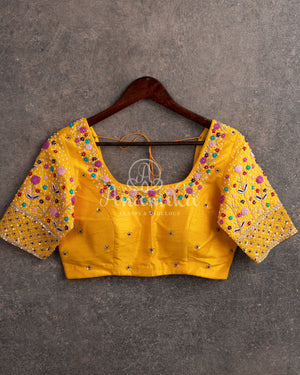 Royal Purple Banarasi saree with a graceful yellow border