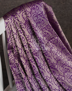 Royal Purple Banarasi saree with a graceful yellow border