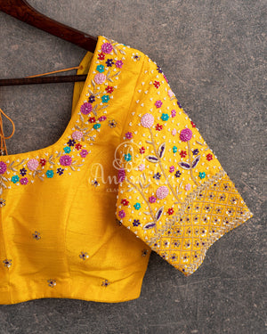 Royal Purple Banarasi saree with a graceful yellow border