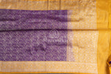 Royal Purple Banarasi saree with a graceful yellow border