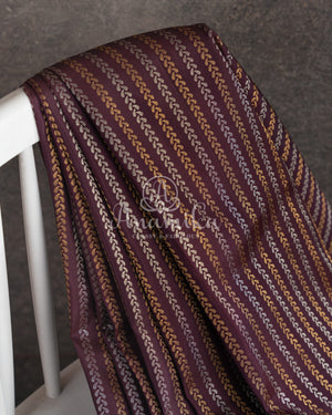 Stunning Kanchi Gadwal saree in chocolate brown and maroonish red combo