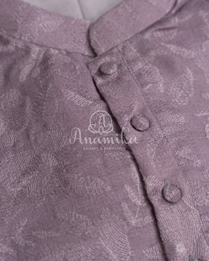Lavender Self Embroidered Kurta on soft Jute base fabric