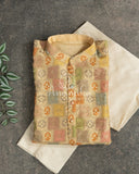 Lemon Yellow Printed Kurta on Silk base fabric