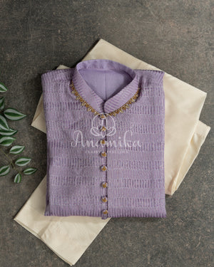 Lavender Chanderi Silk Kurta with embroidery