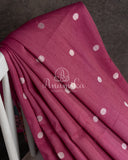 Onion Pink Tusser Georgette saree with a paithani border