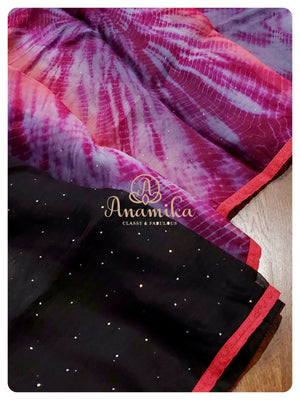 Black Organza with shibori pallu