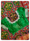 Black Ikkat Patola Saree with Green Puff sleeves blouse