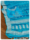 Blue Banarasi Chiffon Saree with sleeveless blouse