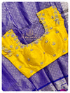 Dark Bluish Purple Venkatagiri Pattu saree with contrast blouse
