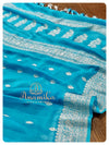 Blue Banarasi Chiffon Saree with sleeveless blouse