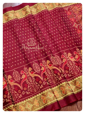 Brown Patola saree with classic full sleeves blouse