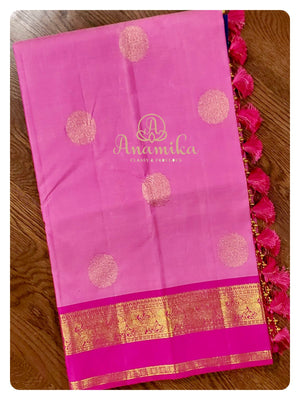 Pink Kanchi Silk Saree with hand worked blouse