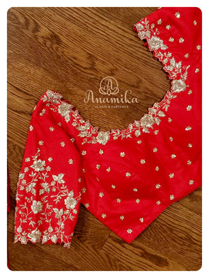 Red blouse with silver work