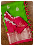 Green/Pink Gadwal Saree with Pink blouse