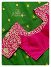 Green/Pink Soft Silk Saree with Grand kanchi pallu