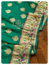 Green Pure Banarasi Silk saree with red handwork blouse