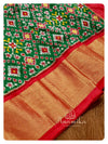 Green Patola Ikkat Saree with Red Blouse