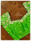 Parrot Green short sleeves blouse with pearl work