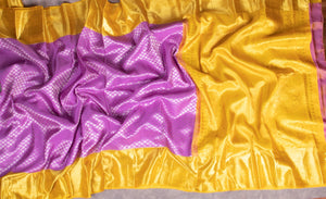 Lilac Lavender with Yellow Kanjeevaram saree