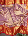 Stunning Lavender/Red Kanjeevaram Tissue saree