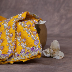 Lilac Lavender with Yellow Kanjeevaram saree