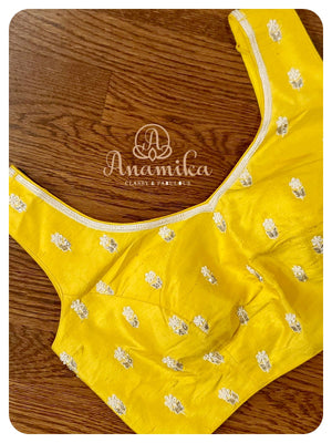 Lavender Organza Saree with yellow sleeveless blouse