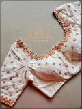 Off-white chikankari blouse with peach thread