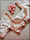 Off-white chikankari blouse with peach thread