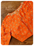 Orange Ikkat Blouse - 3/4th Sleeves