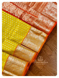 Yellow/Orange Venkatagiri Pattu Saree with work blouse