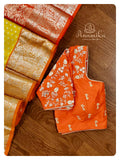 Yellow/Orange Venkatagiri Pattu Saree with work blouse