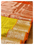 Yellow/Orange Venkatagiri Pattu Saree with work blouse