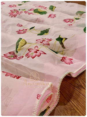 Floral Organza with stunning handworked blouse