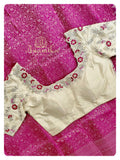 Hot Pink Kanchipattu saree with off white blouse