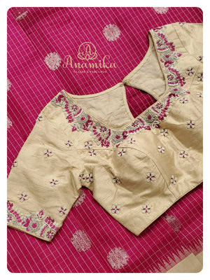 Pink/Cream combo Gadwal Pattu saree