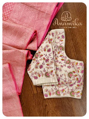 Peach Pink Kanjeevaram Saree