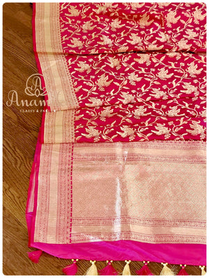 Classy Hot Pink Banarasi Saree