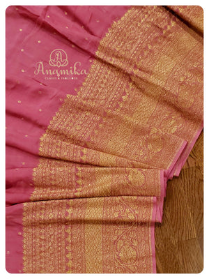 Dusty Pink georgette saree with munga silk blouse