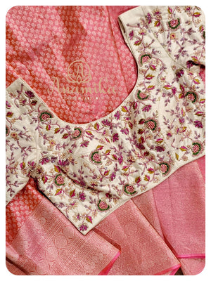 Peach Pink Kanjeevaram Saree