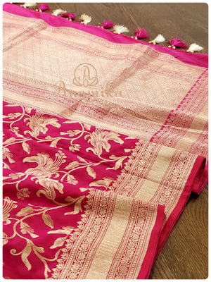 Classy Hot Pink Banarasi Saree