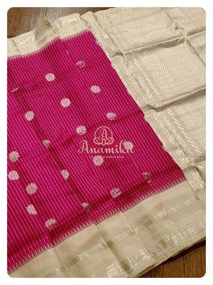 Pink/Cream combo Gadwal Pattu saree