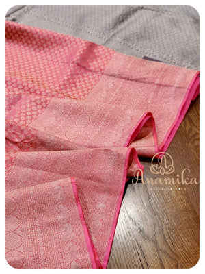 Peach Pink Kanjeevaram Saree