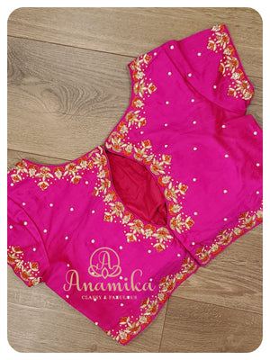 Pink banarasi chiffon saree