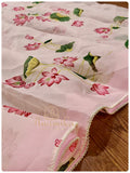 Pink Floral Organza Saree with heavy handwork blouse