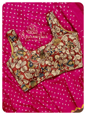 Pink Munga silk with kalamkari pallu and blouse