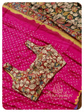 Pink Munga silk with kalamkari pallu and blouse