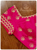 Hot Pink Designer Blouse with short sleeves