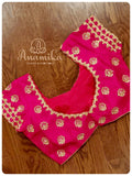 Hot Pink Designer Blouse with short sleeves