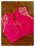 Hot Pink Sleeveless blouse with silver work