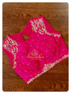Hot Pink Sleeveless blouse with silver work